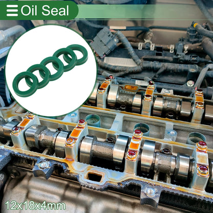 Oil Seal 12x18x4mm TPU Seal Ring Rotary Shaft Green 5 Pcs