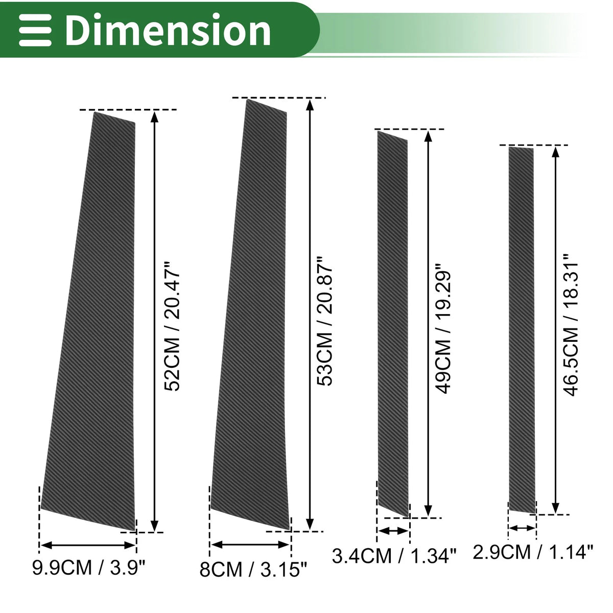 8 x Door Pillar Window Trim for BMW X5 (2014-2018) Carbon Fiber Pattern Black