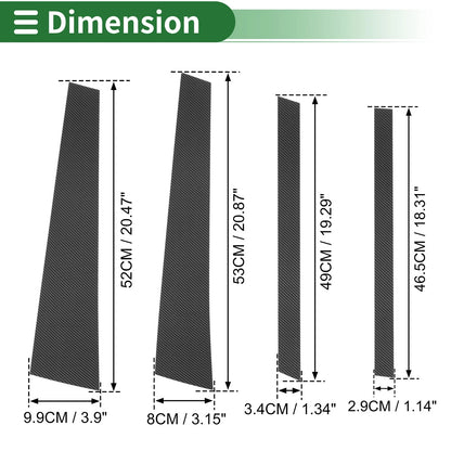 8 x Door Pillar Window Trim for BMW X5 (2014-2018) Carbon Fiber Pattern Black