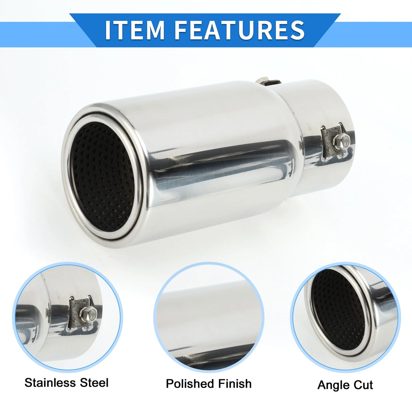 1 Pc Exhaust Tip 1.3" - 2.9" Inlet for Toyota Land Cruiser Prado (2003-2023)