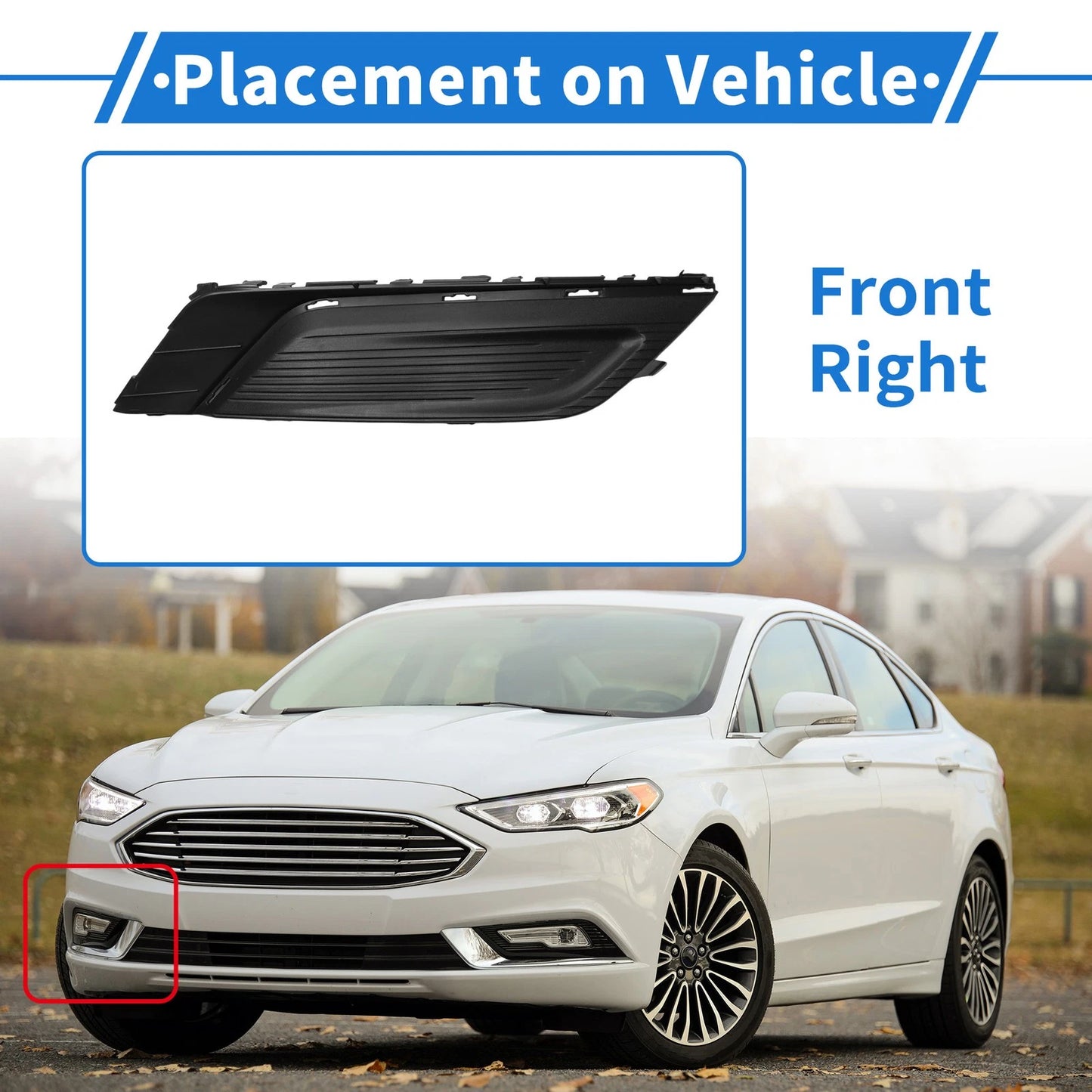 Front Right Fog Light Grill for Ford Fusion (2017-2018)