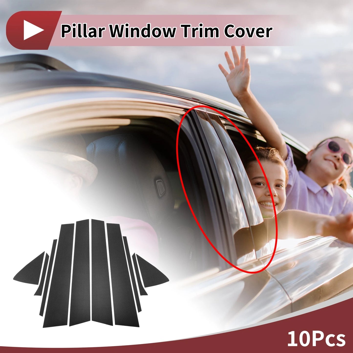 10 x Car Door Pillar Window Trim for Toyota Camry (2024-2025) Carbon Fiber