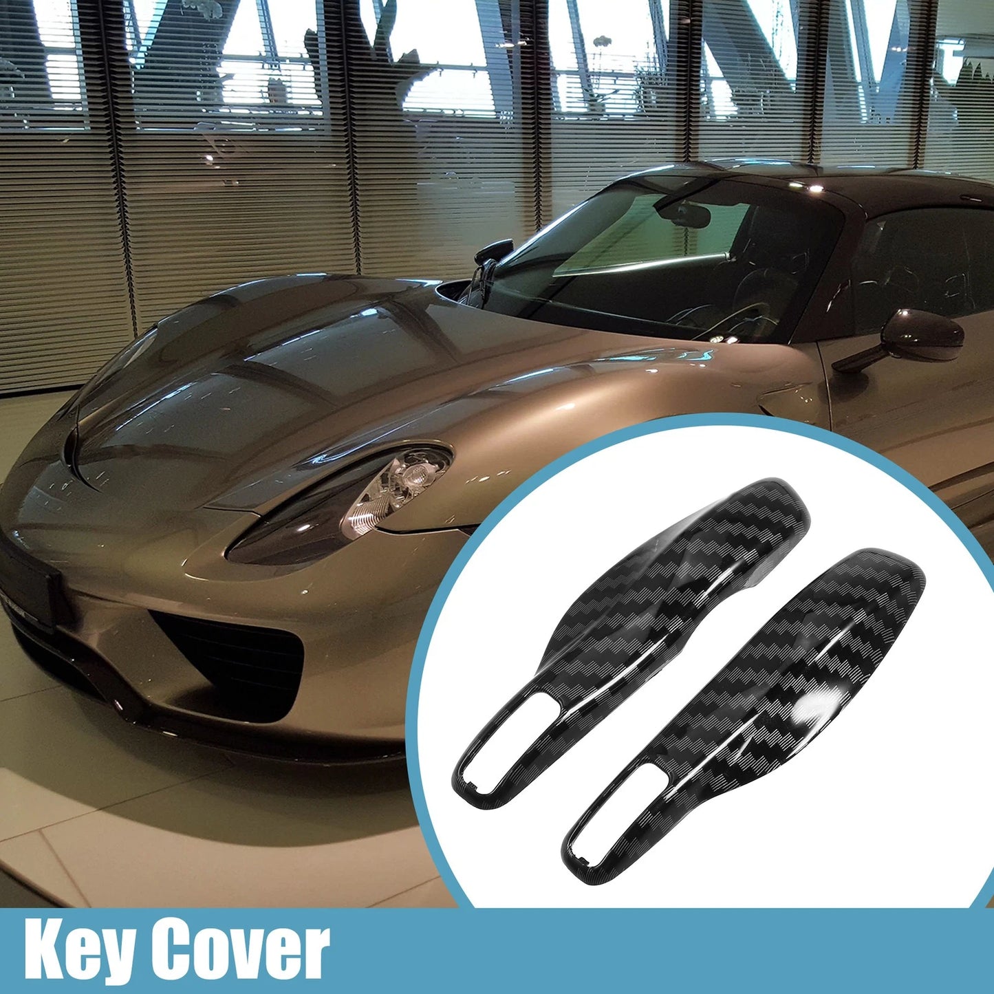 Key Cover Case for Porsche Macan Carbon Fiber Pattern Black