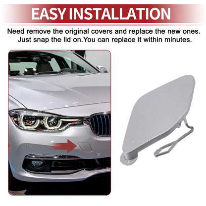Car Bumper Tow Hook Cover for BMW 320i (2016-2018) - Silver Tone