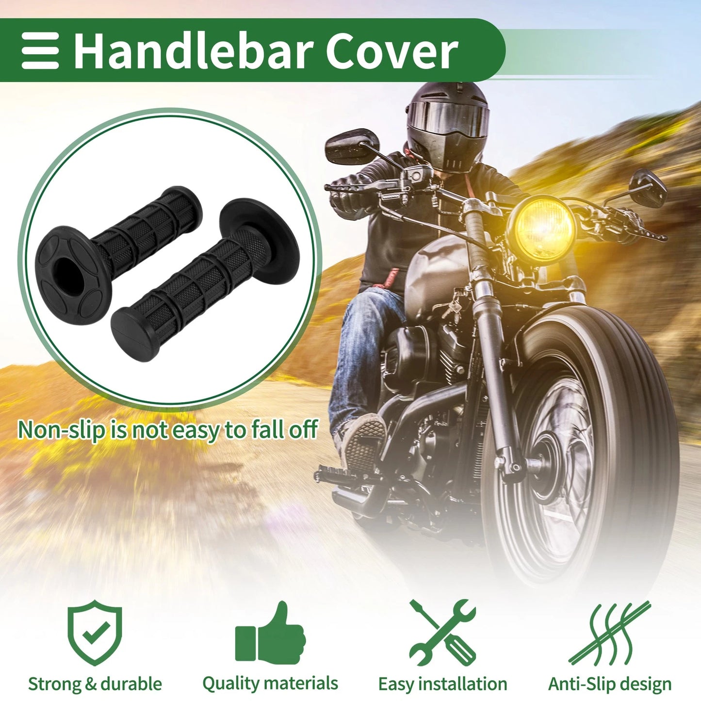 7/8 22mm Motorcycle Hand Grips Rubber Black Checkered Pattern