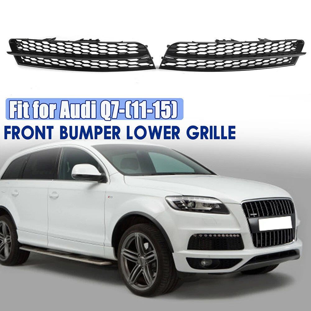 2 x Front Bumper Fog Lamp Light Grille Cover Honeycomb for Audi Q7 (2010-2015)