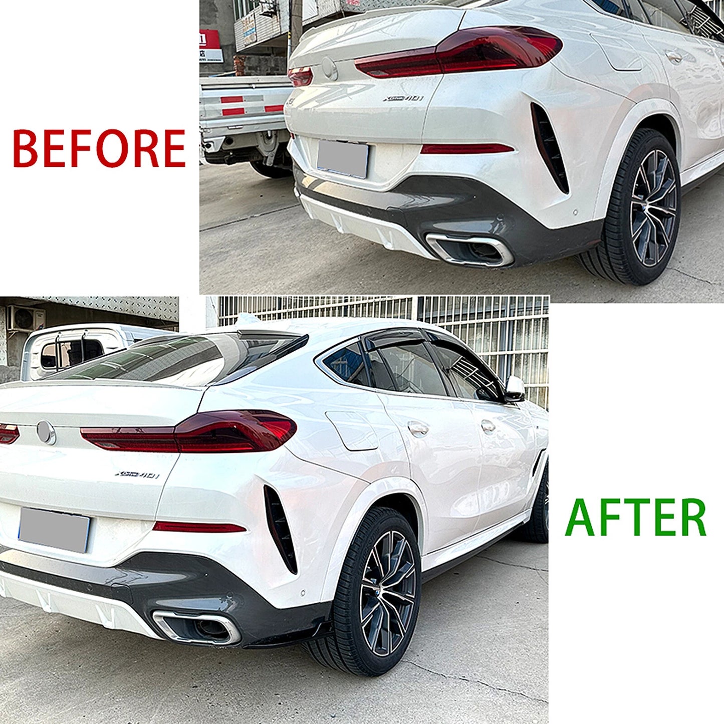 2 x Carbon Look Rear Bumper Side Spoiler Covers for BMW X6 G06 (2020-2022)