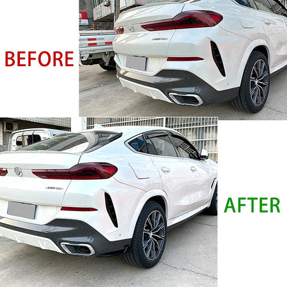 2 x Carbon Look Rear Bumper Side Spoiler Covers for BMW X6 G06 (2020-2022)
