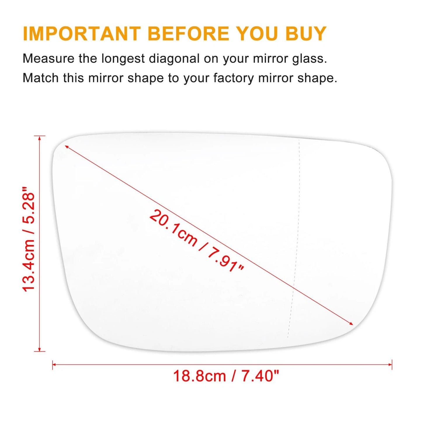 Heated Right Passenger Side Mirror Glass w/ Plate for Volvo XC60 (2010-2016)