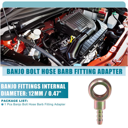 12mm ID Banjo Bolt Hose Barb Fitting Adapter for Motorcycle Vehicle