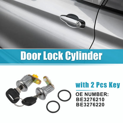 Door Lock Cylinder for Mazda B2200 (1986-1993) - Silver Tone Black 1 Set