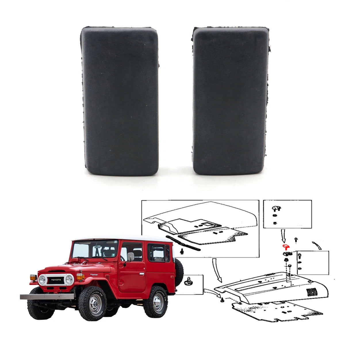 Windshield Cushion Block Set for Toyota Land Cruiser BJ40 BJ46 FJ45 HJ47 1960-1984