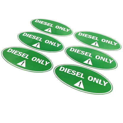 Diesel Only Sticker Decal for Vehicle Oil Tank - 6 Pcs Vinyl Labels