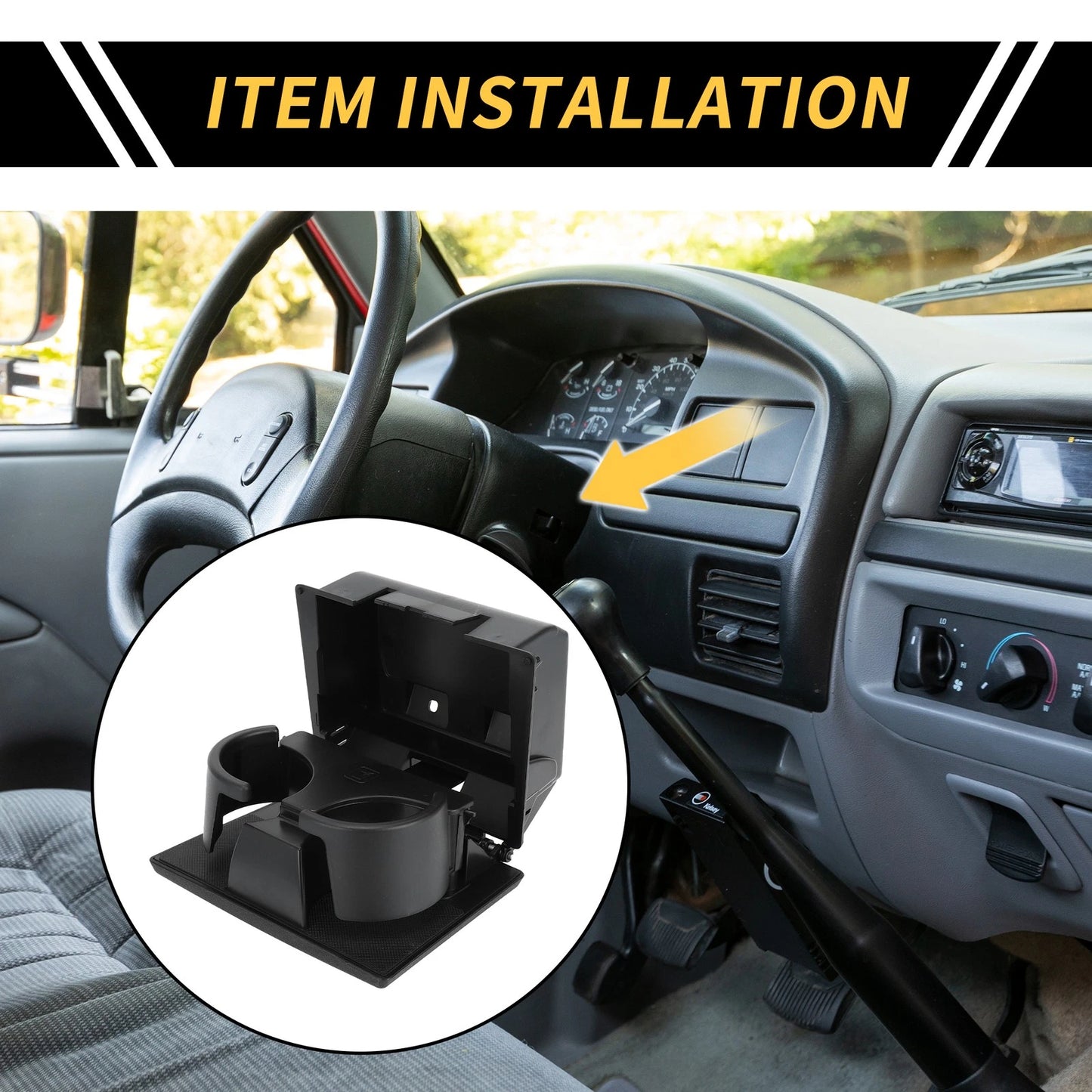 Dashboard Cup Holder for Ford F-250 F-350 F-450 F-550 (2008-2016) Black