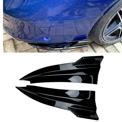 2 x Black Rear Bumper Side Spoiler Covers for Benz C205 C63 AMG (2015-2021)
