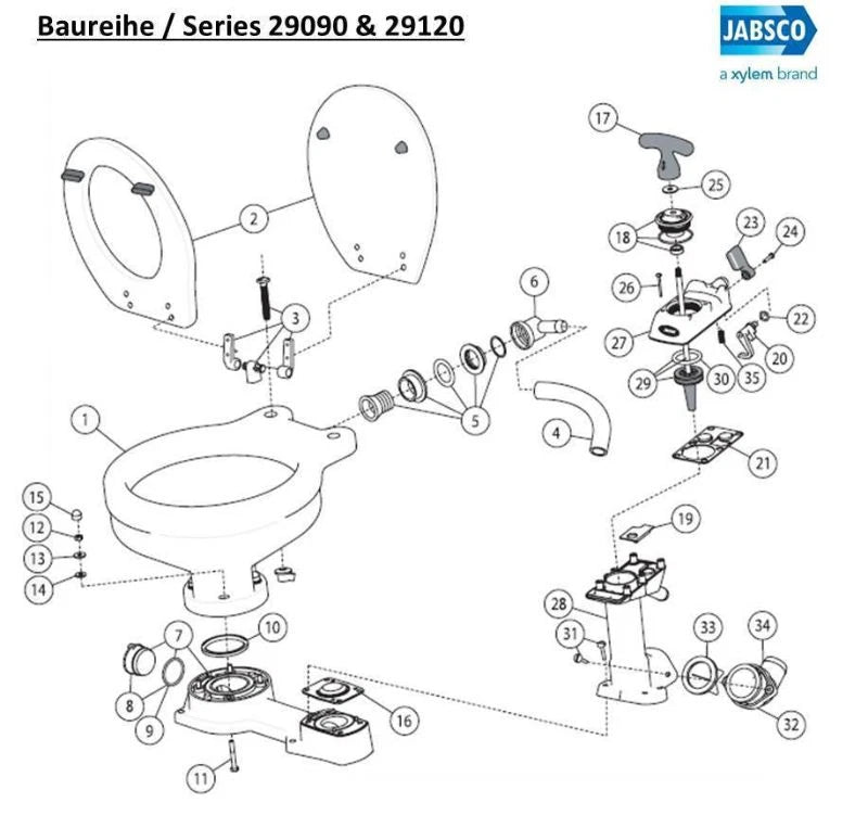 Jabsco Toilet Service Kit J15-200 for Jabsco 29045-2000 (1998-2007)