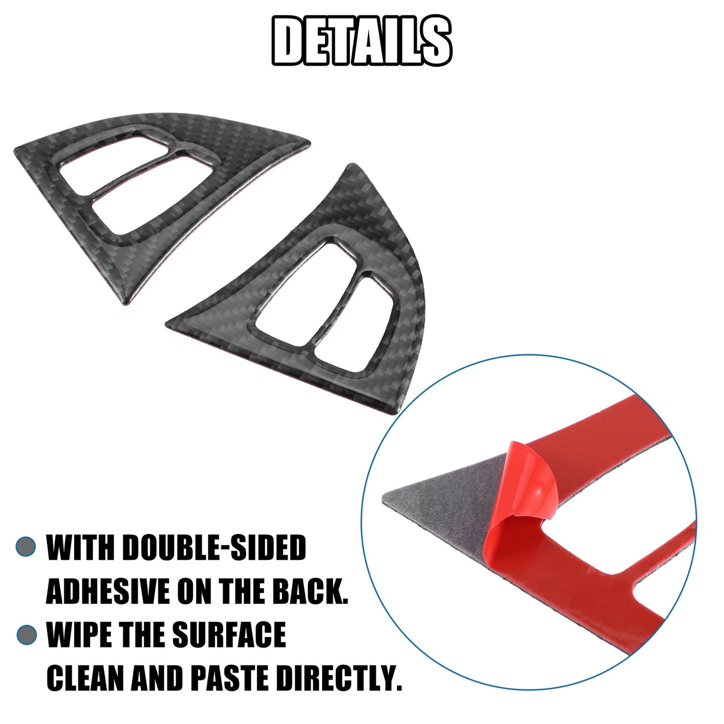 2 x Car Steering Wheel Cover Trim for BMW X5 E70 (2007-2013) Carbon Fiber Black