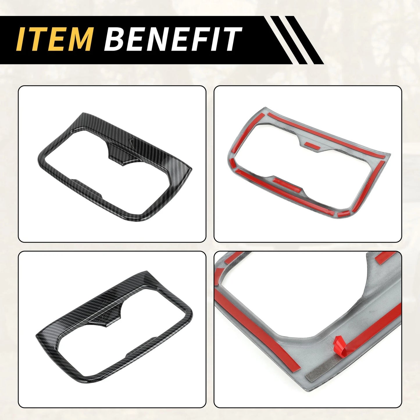 Carbon Fiber Armrest Rear Cup Holder Cover for Toyota Tacoma (2016-2023)