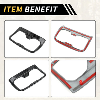 Carbon Fiber Armrest Rear Cup Holder Cover for Toyota Tacoma (2016-2023)