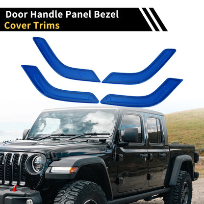 Blue Front Rear Door Handle Panel Bezel Cover Trims for Jeep Wrangler (2007-2023)