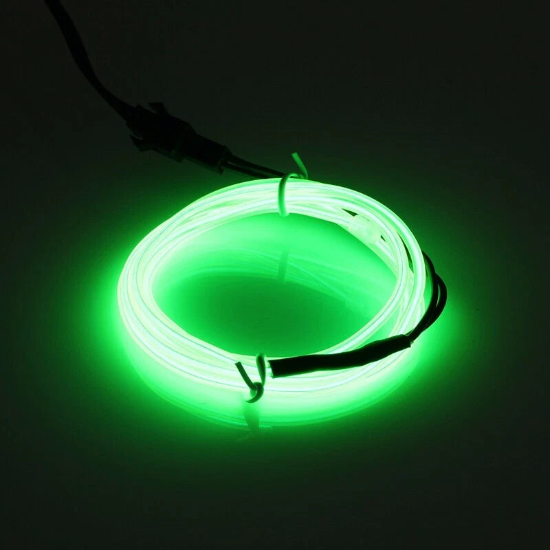 2M Green Neon LED Light Glow EL Wire String for Decor + Controller