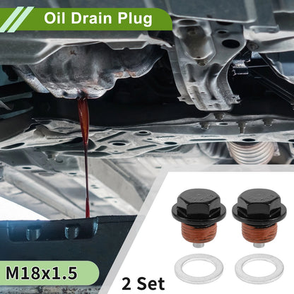 2 x M18x1.5 Aluminum Oil Drain Plug W/ Gasket for Car/Motorcycle
