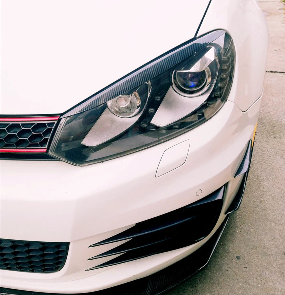2 x Carbon Fiber Headlight Eyelid Trim for VW Golf 6 GTI MK6 (2008-2013)