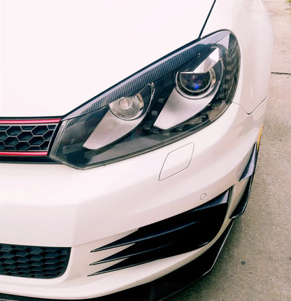 2 x Carbon Fiber Headlight Eyelid Trim for VW Golf 6 GTI MK6 (2008-2013)