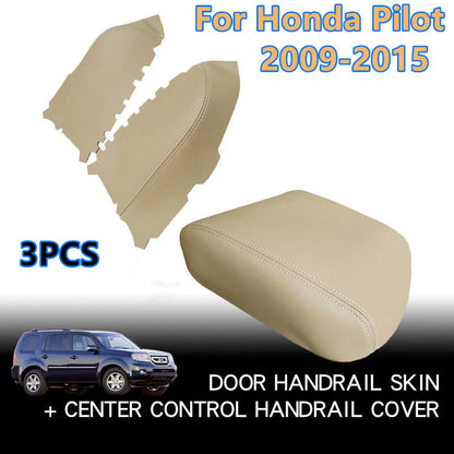 3x Beige Console Lid Armrest Panels Cover for Honda Pilot (2009–2015)