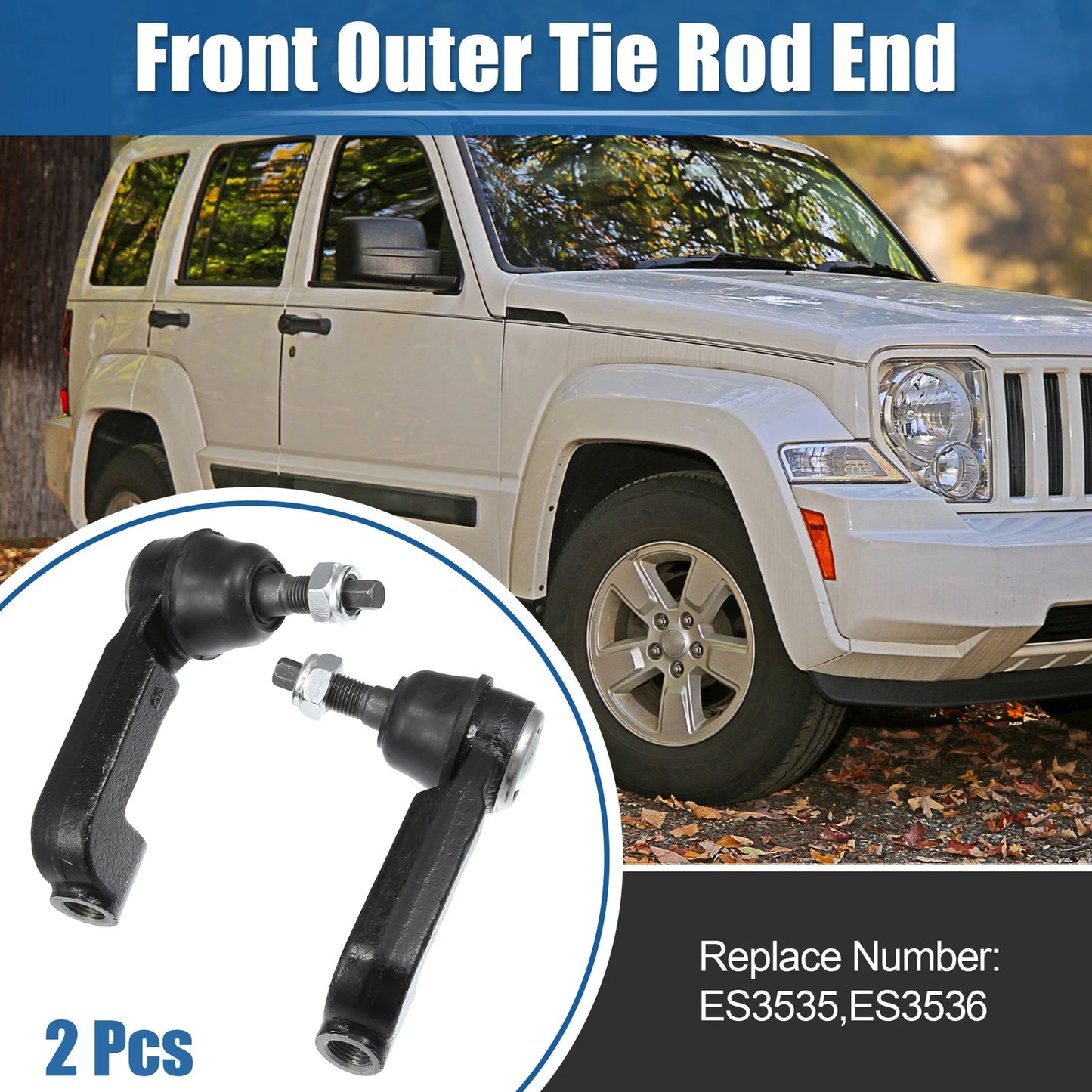 2 x Front Outer Tie Rod Ends for Jeep Liberty (2002-2007)