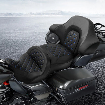 Driver Passenger Seat Backrest for Harley Street Tri Glide (2014-2023) Black Blue