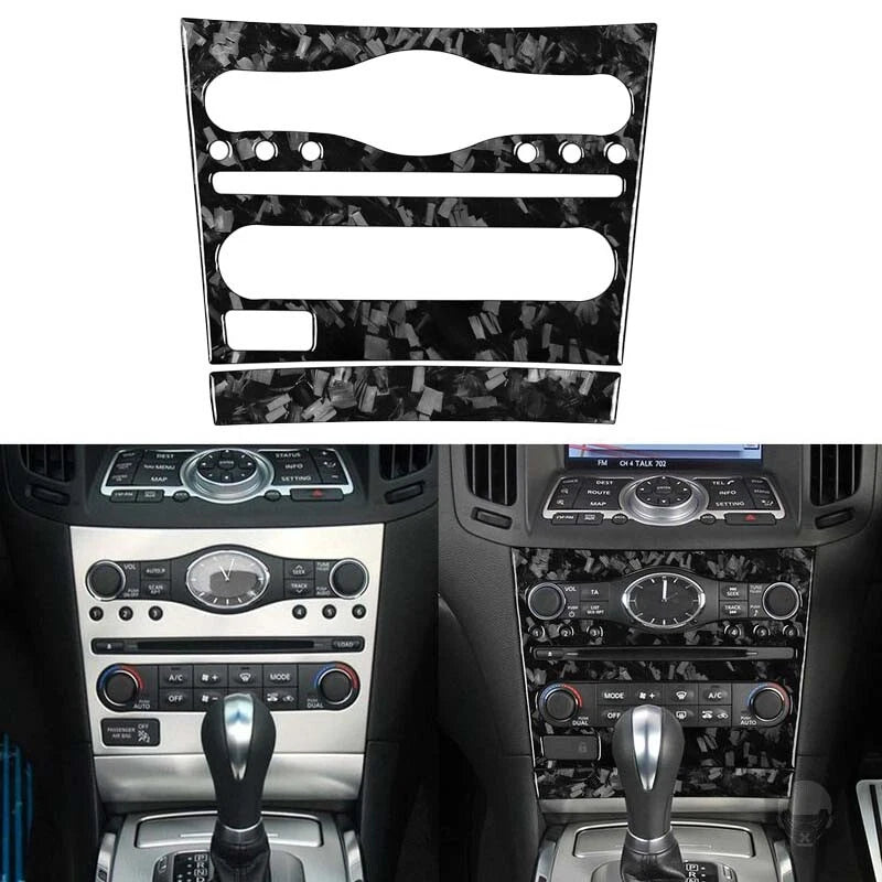 Forged Carbon Fiber Center Console AC CD Panel Trim for Infiniti G37 G25 Q60