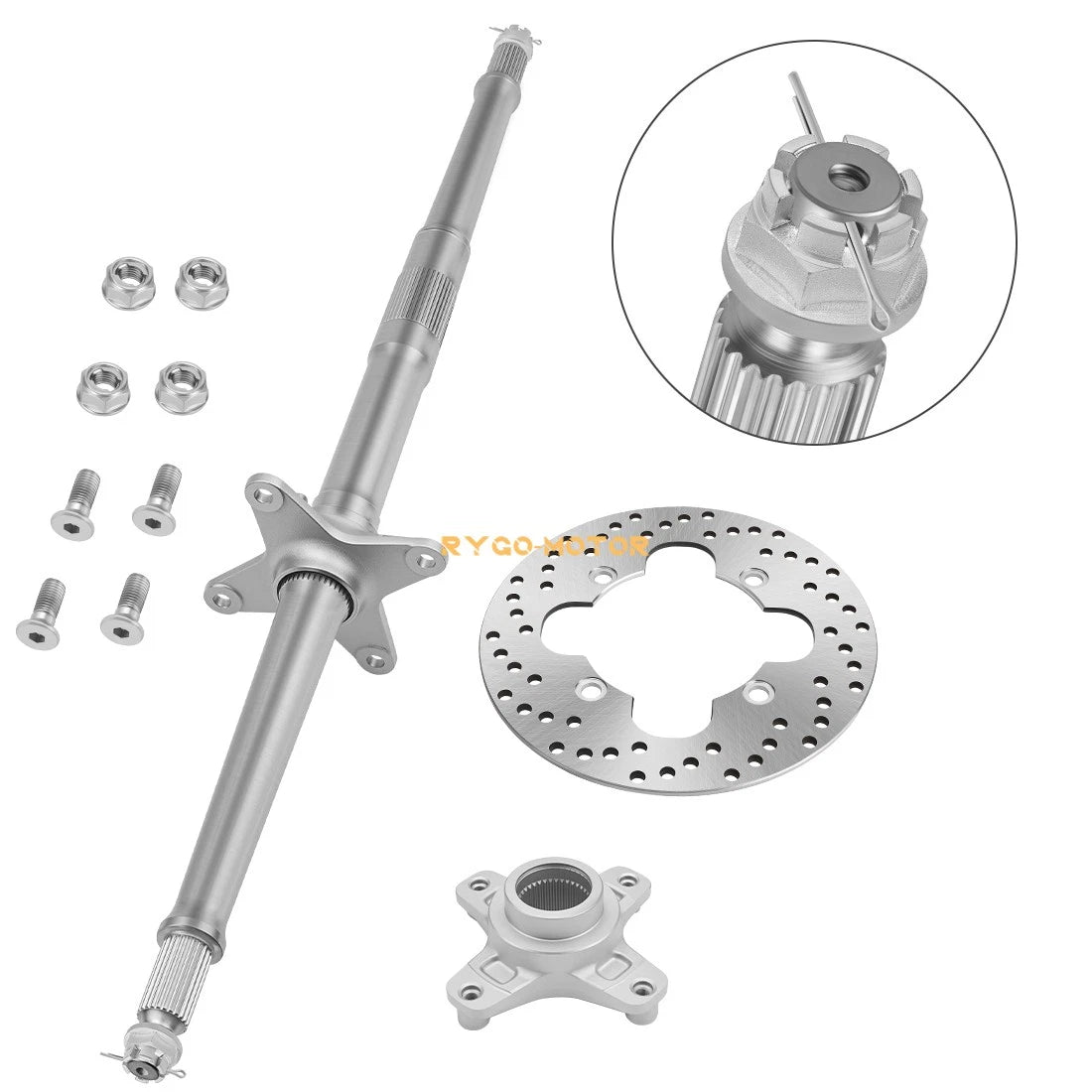 Rear Axle Shaft W/ Rotor Hub & Rotor for Honda TRX400EX Sportrax 2x4 (1999–2008)