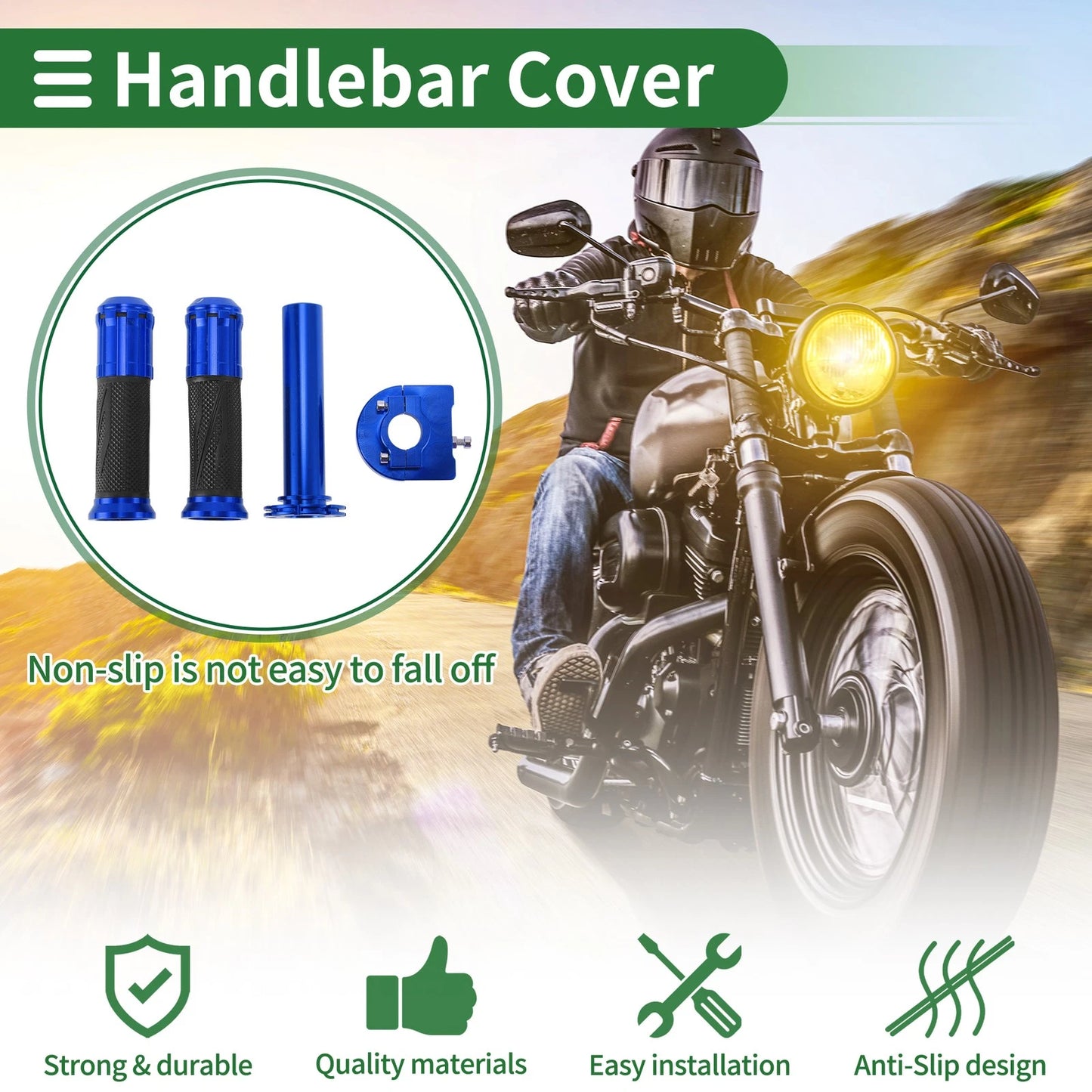 7/8 22mm Hand Grips Rhombus Pattern Blue for Motorcycle
