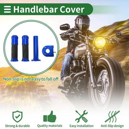7/8 22mm Hand Grips Rhombus Pattern Blue for Motorcycle