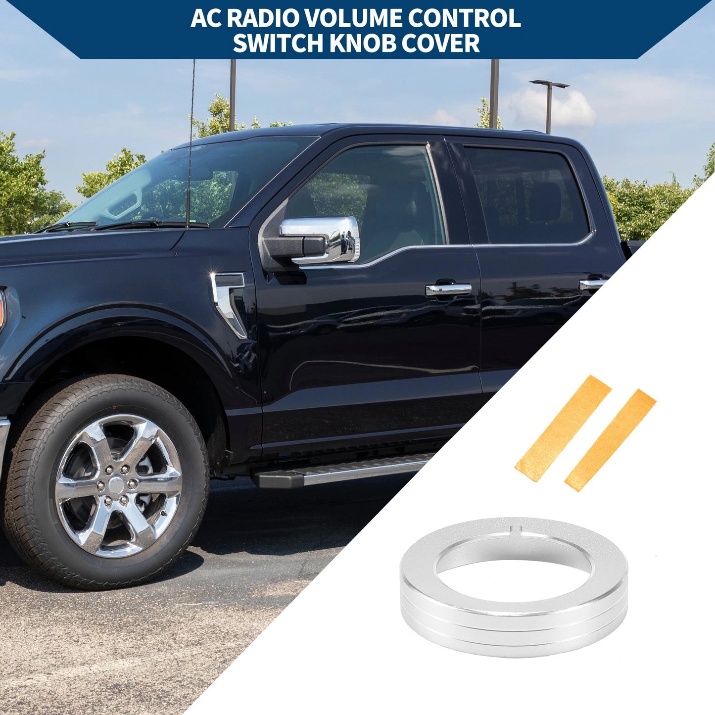 Headlight Knob Cover Ring for Ford Mustang (2015-2020) - Silver Tone 1 x