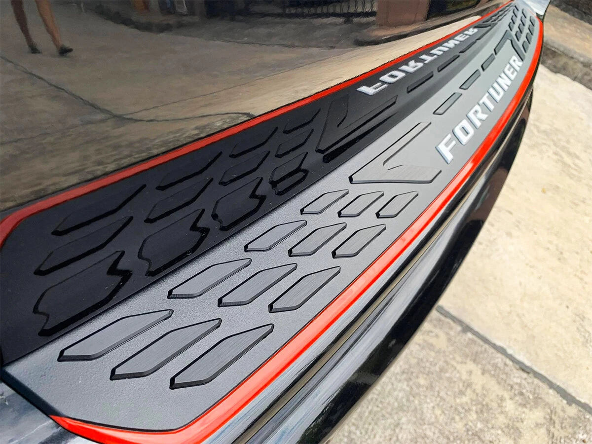 Red Matte Black Rear Bumper Step Door Scuff Plate Cover for Toyota Fortuner (15-22)