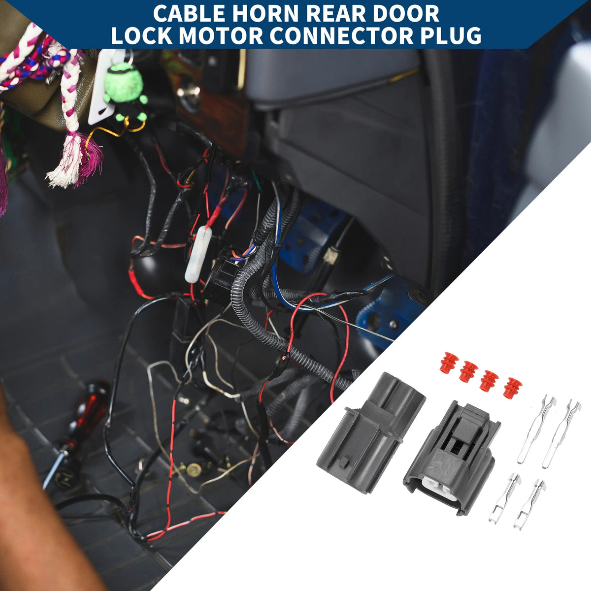 2 x Pin Cable Horn Rear Door Lock Motor Connector Plug for Honda
