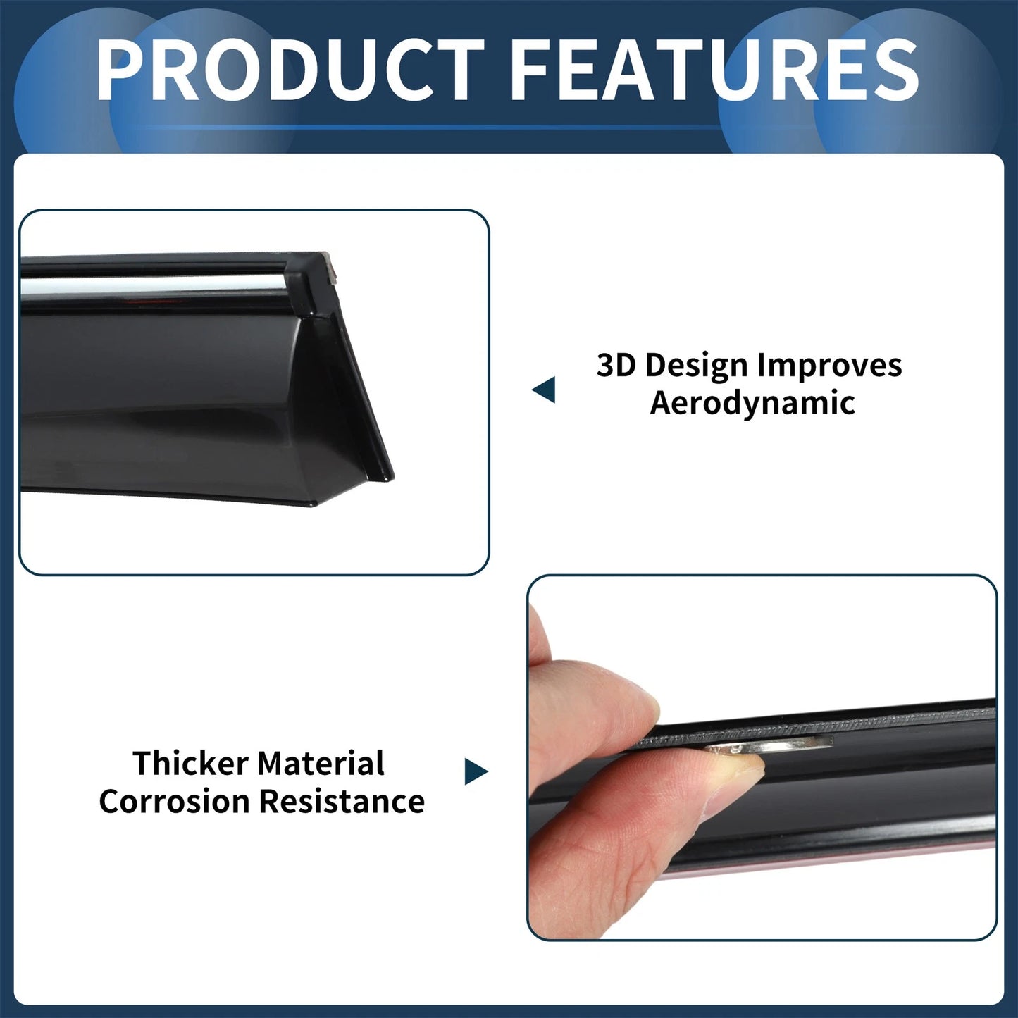 Window Deflectors for Toyota Corolla Side Window Vent Visors Black 2020