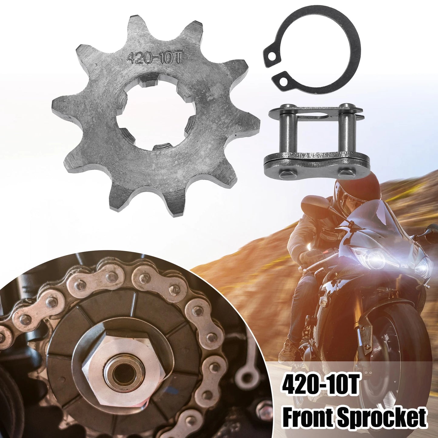 1 x Set 420 10T 17mm Motorcycle Front Engine Sprocket for Dirt Bike Mini Bike