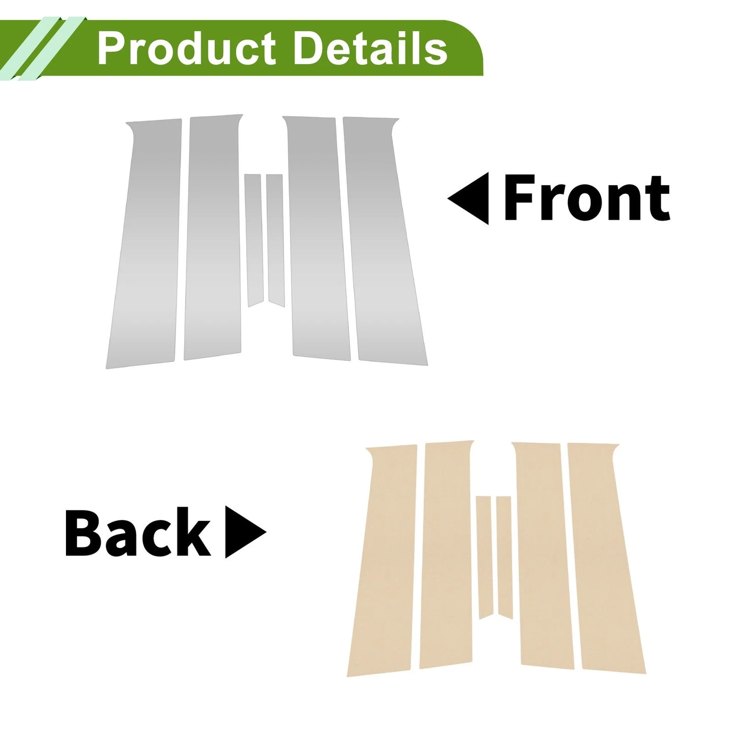 6 Pcs Pillar Window Trim for Chevy Aveo (2007-2011) Silver Tone