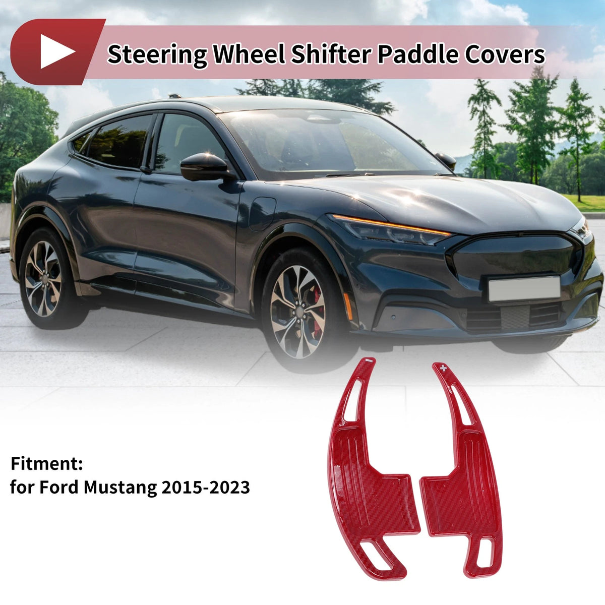 Red Plastic Steering Wheel Paddles for Ford Mustang (2015-2023)