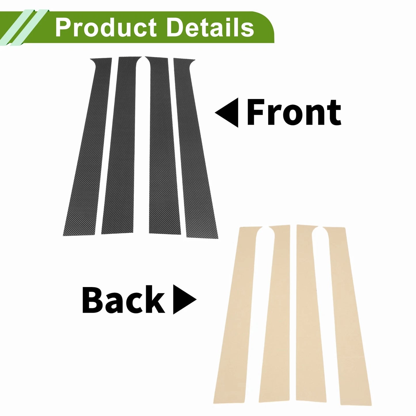 4 x Pillar Window Trim for Dodge Ram (2004-2008) Carbon Fiber Pattern Black