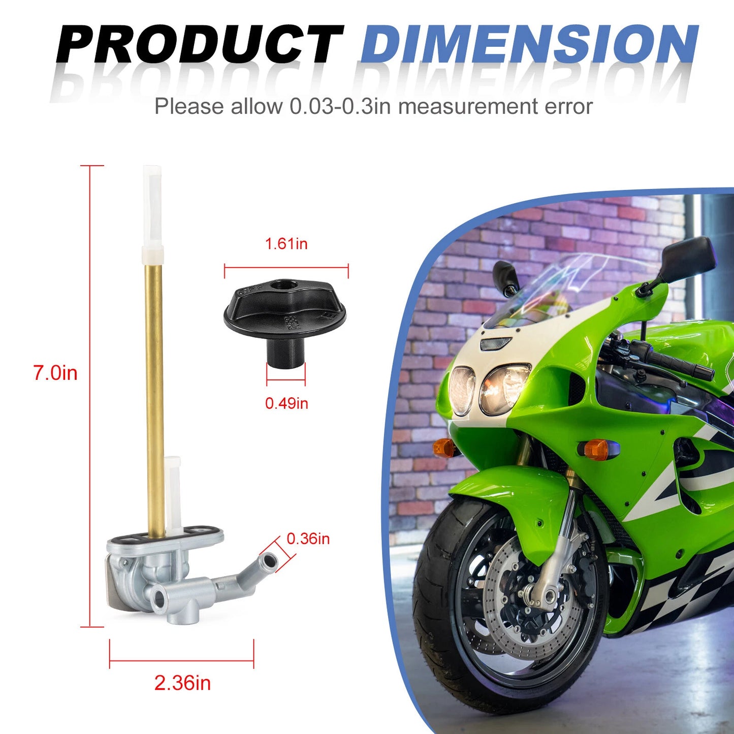 Fuel Valve Petcock & Knob for Kawasaki Ninja ZX-7R ZX-7RR ZX750 (1996–2003)