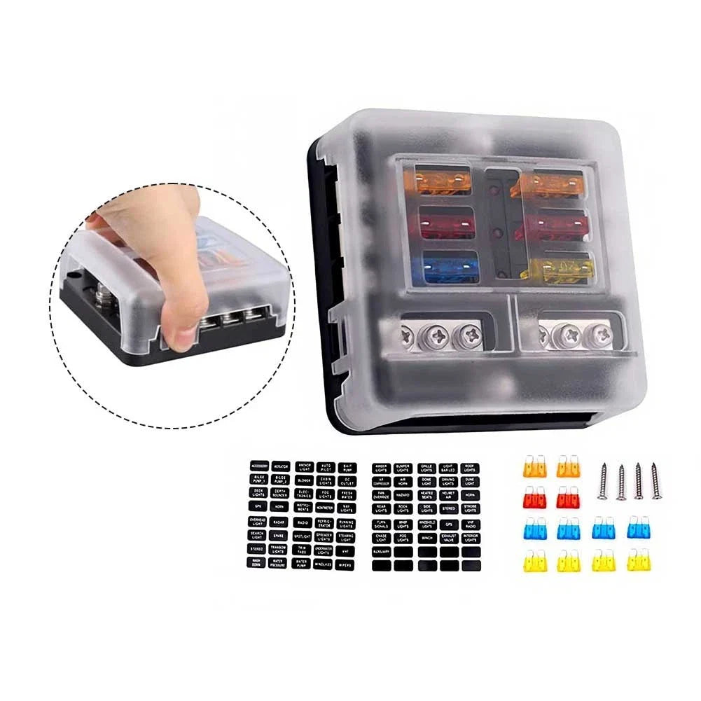 12V Six Position Fuse Holder for Cars/RV/Boats with LED Indicator