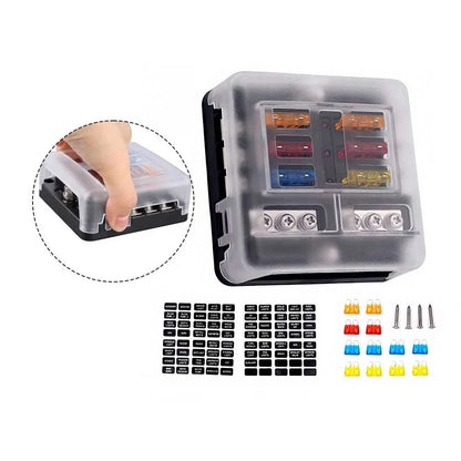 12V Six Position Fuse Holder for Cars/RV/Boats with LED Indicator