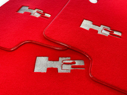 Tailored Red Floor Mats for Hummer H2 with H2 Emblem (2003-2009)