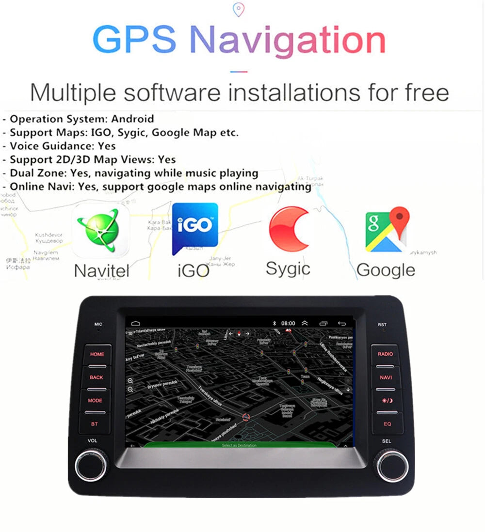 7" Car Stereo Radio GPS Navigation Head Unit for Fiat Panda (2003-2012)