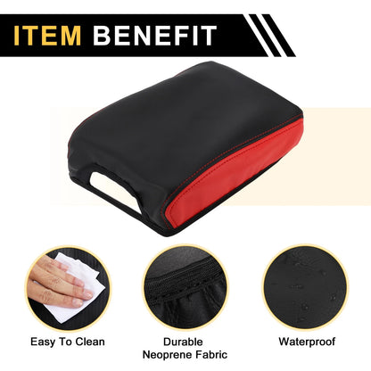 Center Console Lid Armrest Cover for Toyota Tacoma 2016-2020 Waterproof Black Red