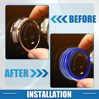 AC Radio Switch Knob Cover Decals 3 x for Dodge Durango (2014 - 2020) Blue